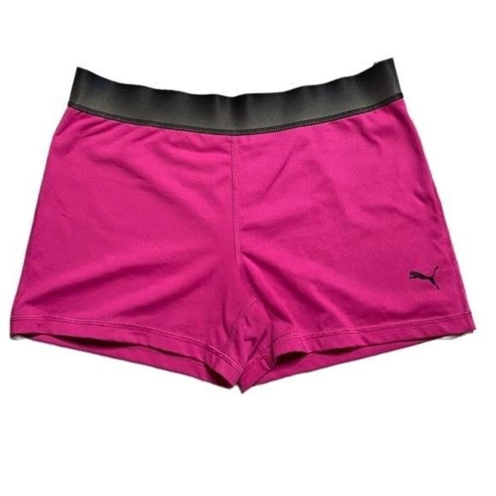 Puma Spandex Running Athletic Boy Shorts Womens Juniors Size Medium Pink Black